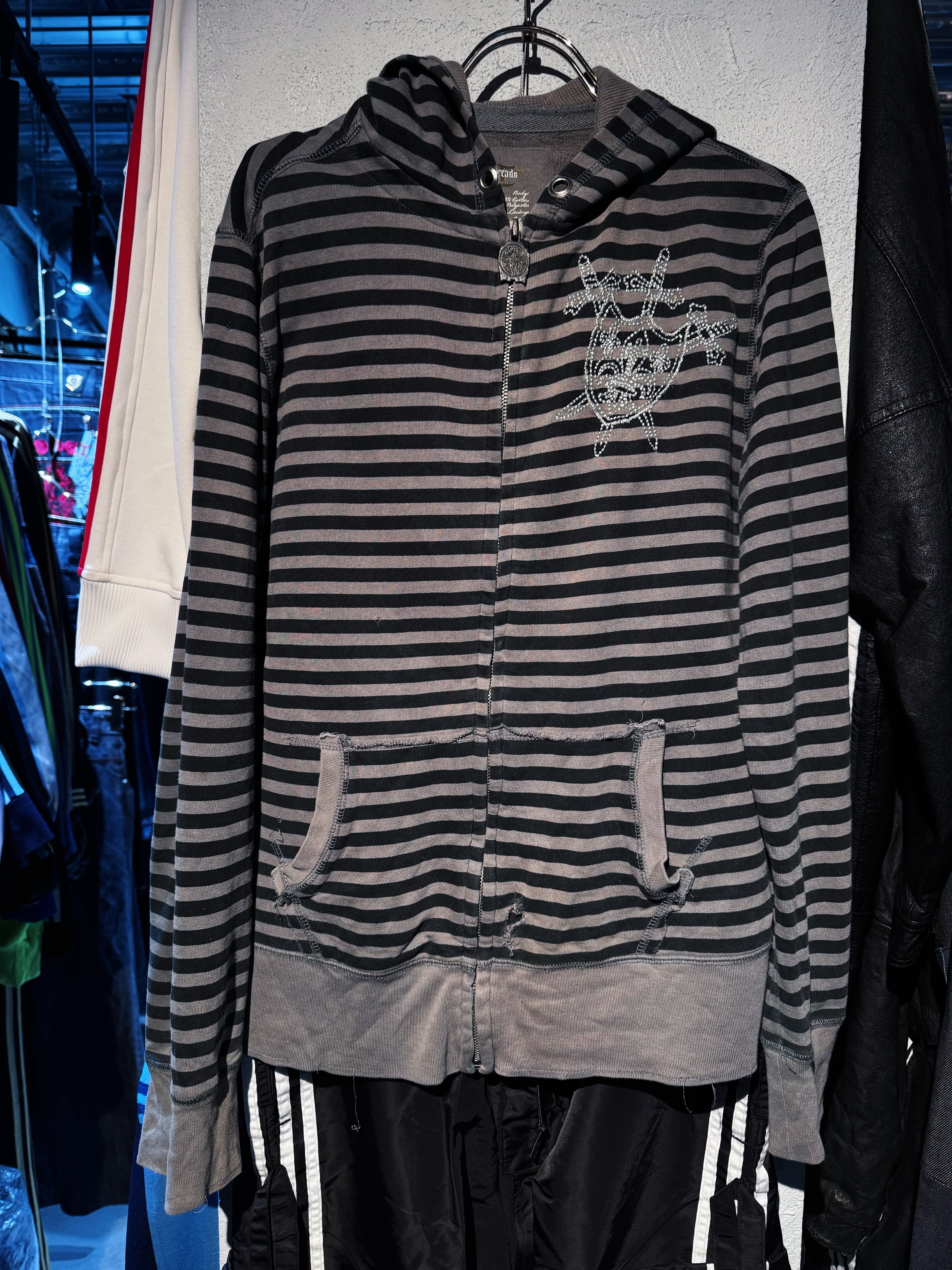 vintage border pattern design zip-up hoodie