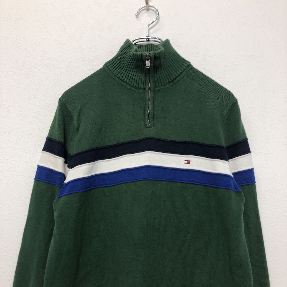 TOMMY HILFIGER ハーフジップ ニット XS グリーン トミーヒルフィガー