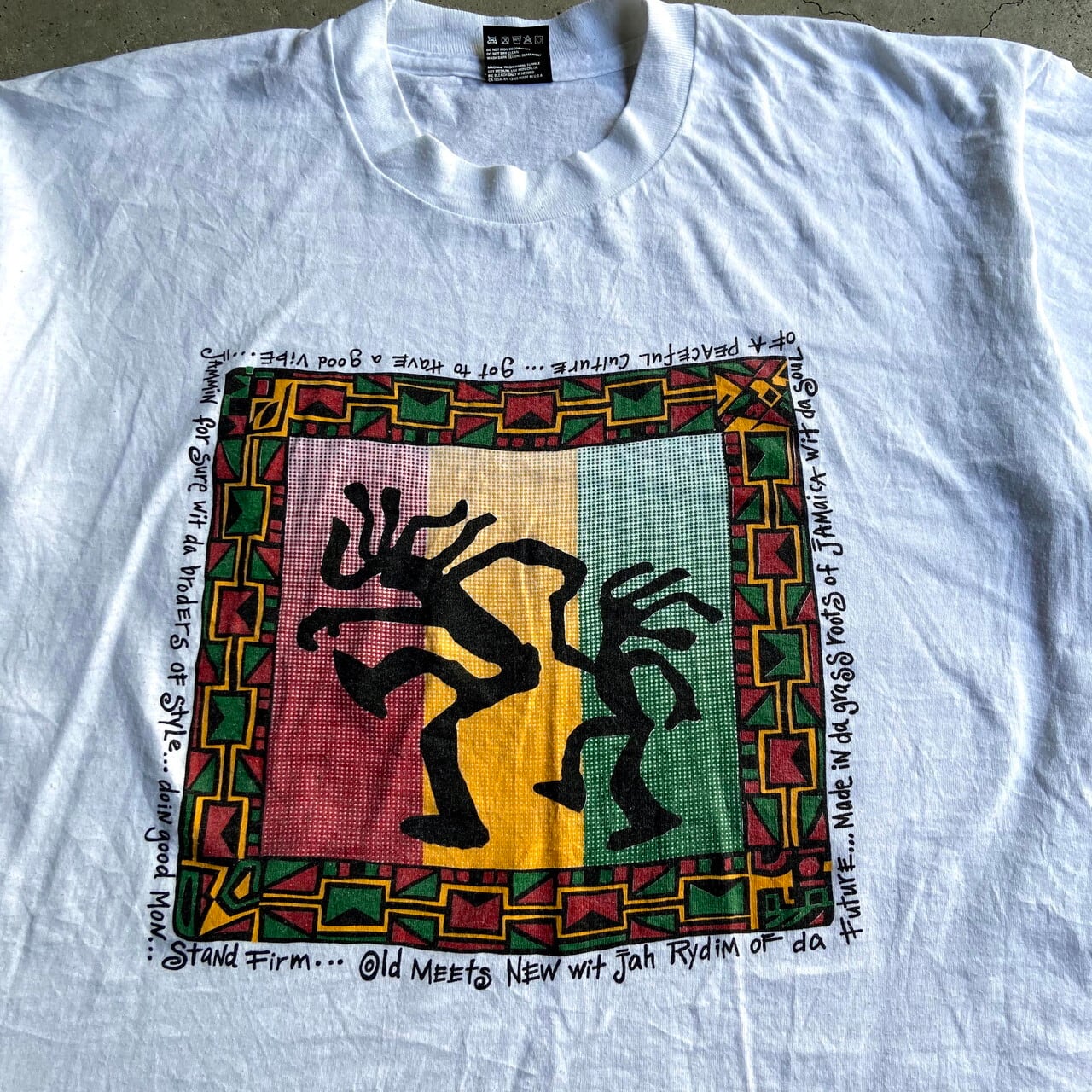 90年代 USA製 ジャマイカ ラスタ アートプリントTシャツ メンズXL 古着 