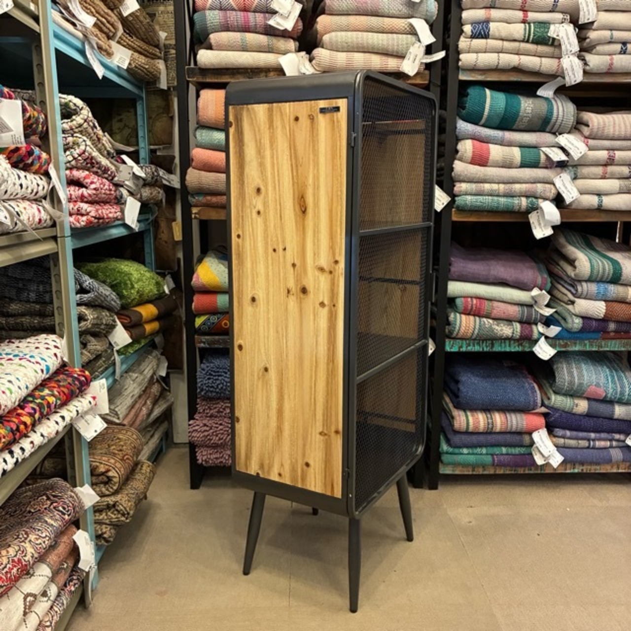 Wood＆Iron Mesh Cabinet L　ウッド＆アイアンメッシュキャビネット　L　3段　ミリタリー　収納家具　棚　リビング　寝室　ガレージ　インダストリアル