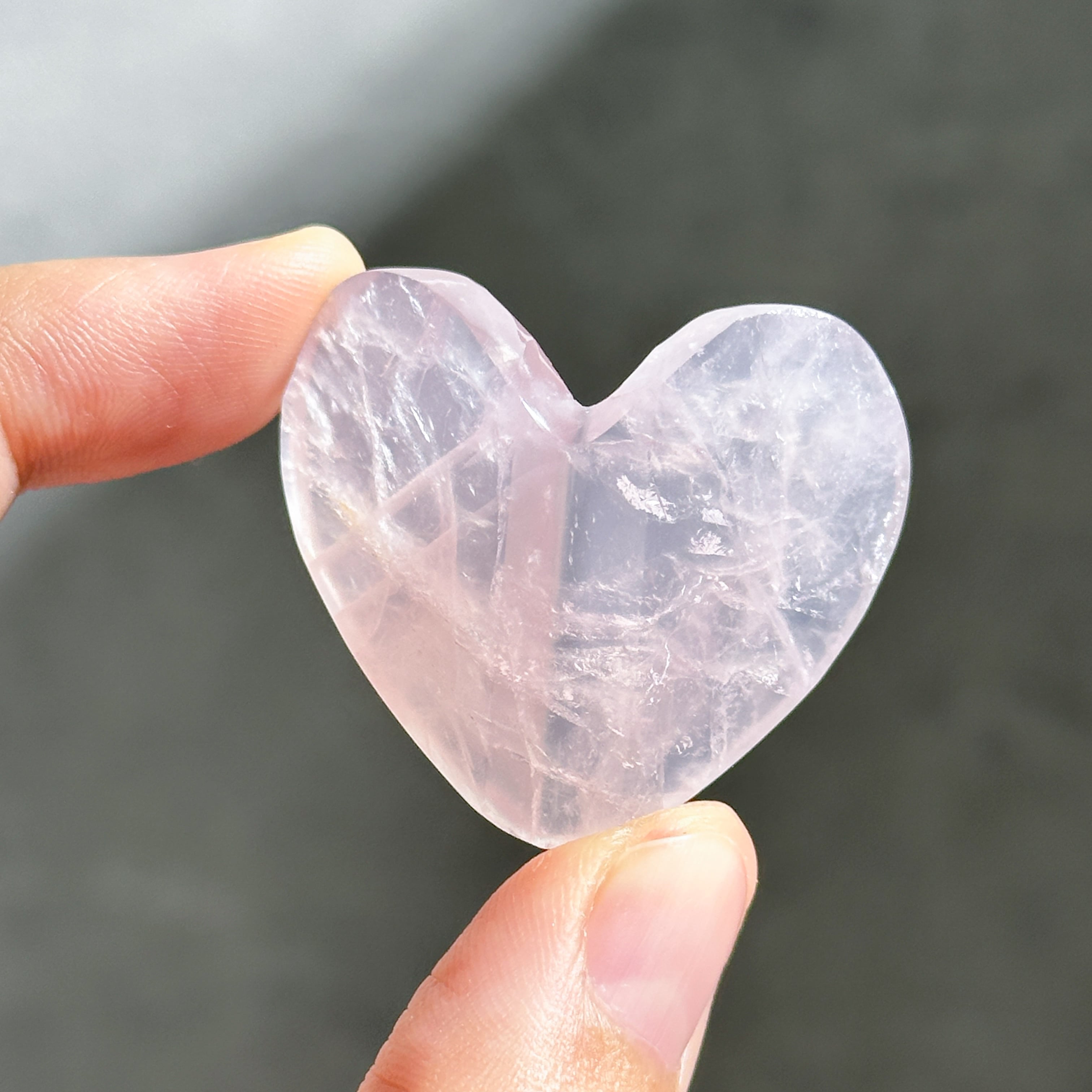 ローズクォーツ 3Dハート 04♡Rose Quartz heart ♡天然石・鉱物
