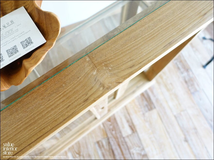 チーク無垢材 ショーケースEcke/Rep ガラスケース 飾り棚 店舗什器