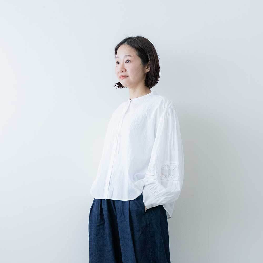 Midi Umi レースミックスボウタイシャツ