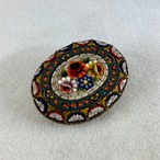 ブローチ マイクロモザイク花模様 オーバル　ミックスカラー　花園 19acj5-2