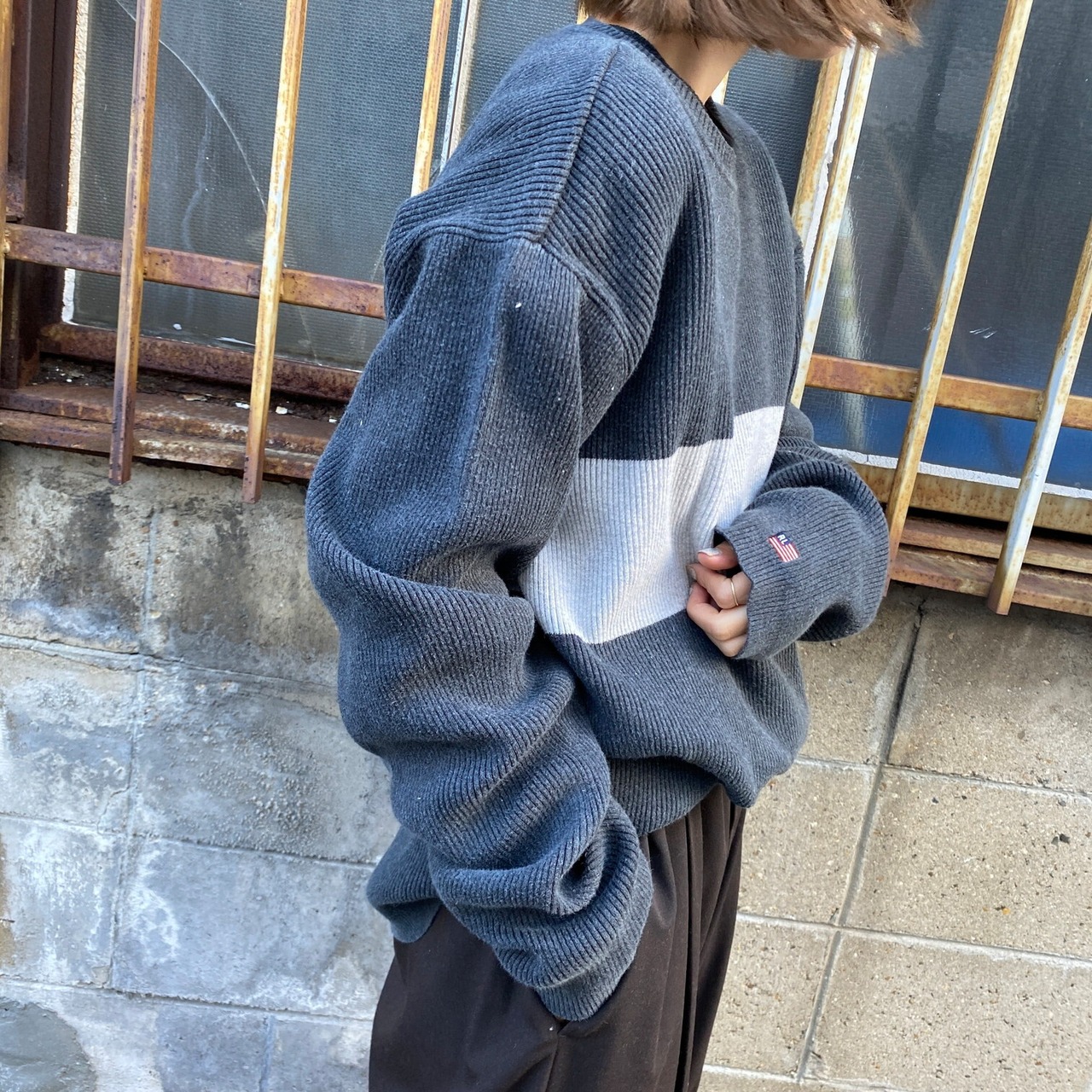 ラルフローレン ポロジーンズ リブニット コットンニットセーター 