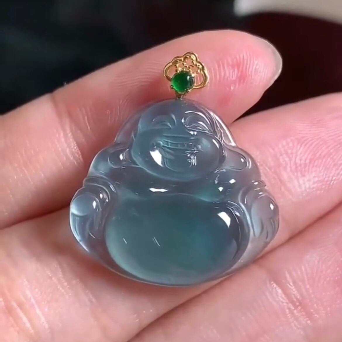 本翡翠ペンダント 布袋様 グアテマラ産 氷ヒスイ お買い得 硬玉 国石 