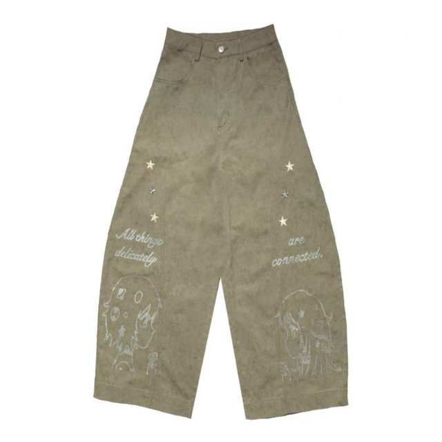 [Hashtag DDD] Sparkle Printed Stars Illustration Wide Pants