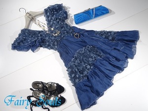 ☆7号(S)☆シルク☆シフォンとチュール刺繍のワンピース(OPN9601)