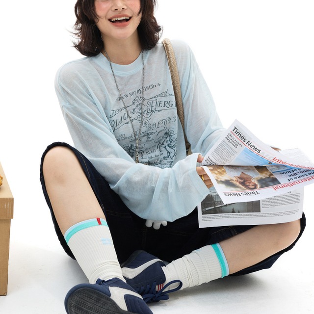 emblem sheer long tee　エンブレムシアーロンティー　J1902
