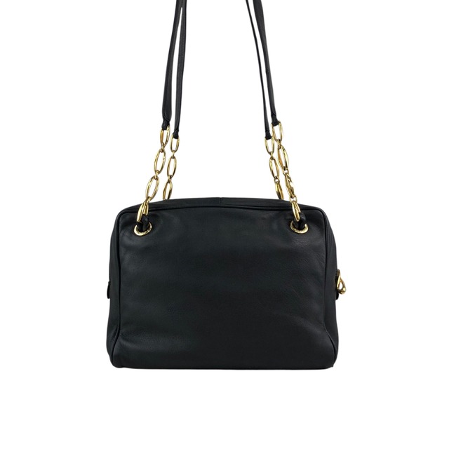 LOEWE ロエベ セミショルダーバッグ ブラック アナグラム ナッパレザー チェーンショルダー vintage ヴィンテージ オールド 7ygaha