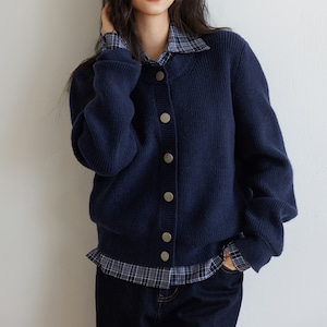 fake two piece knit layered design shirt