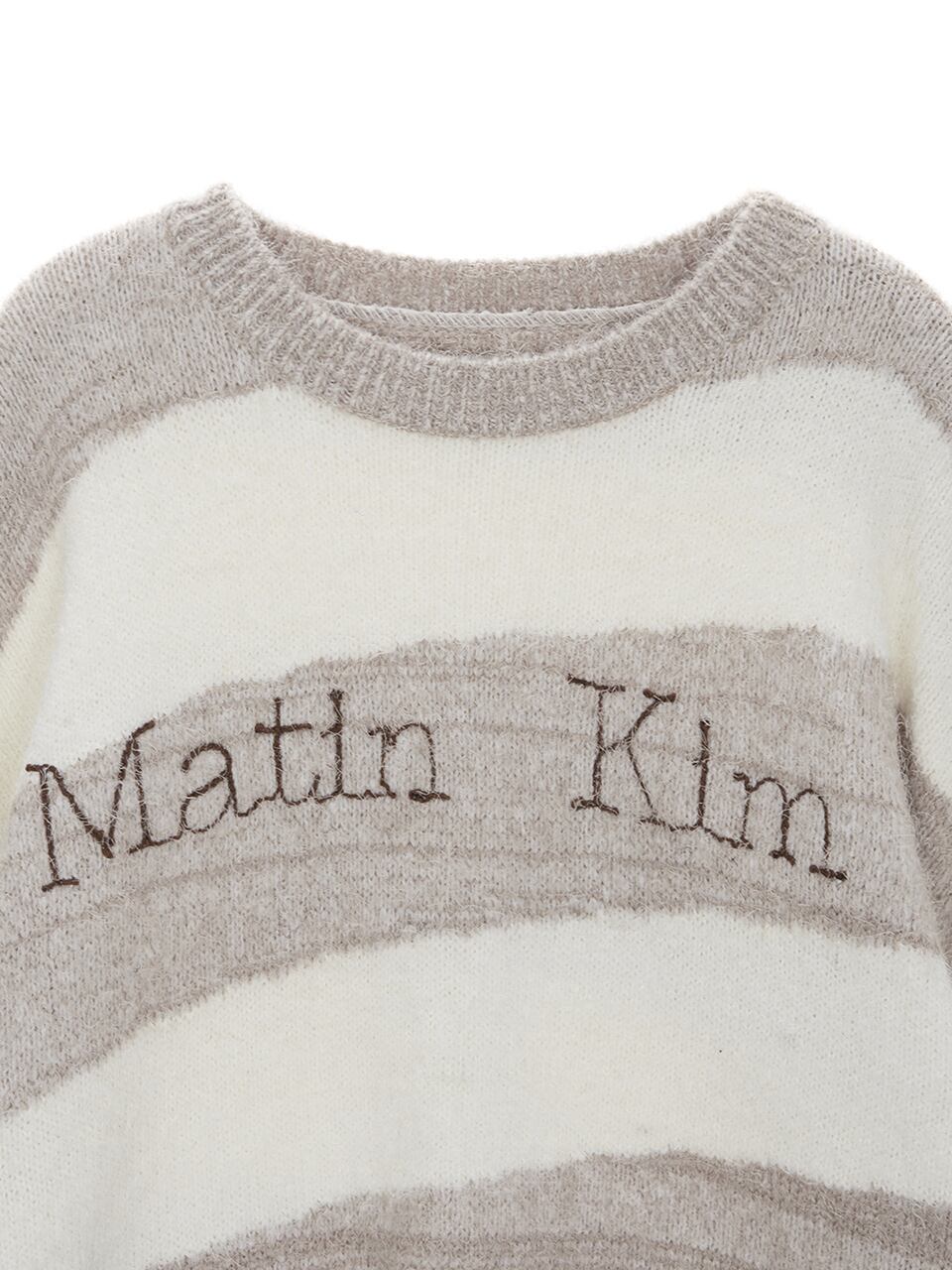 Matin Kim] STRIPE SNOWBALL KNIT PULLOVER IN BEIGE 正規品 韓国