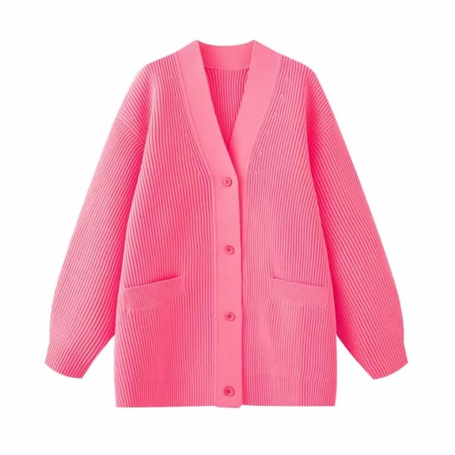 Oversized rib v-cardigan A00082