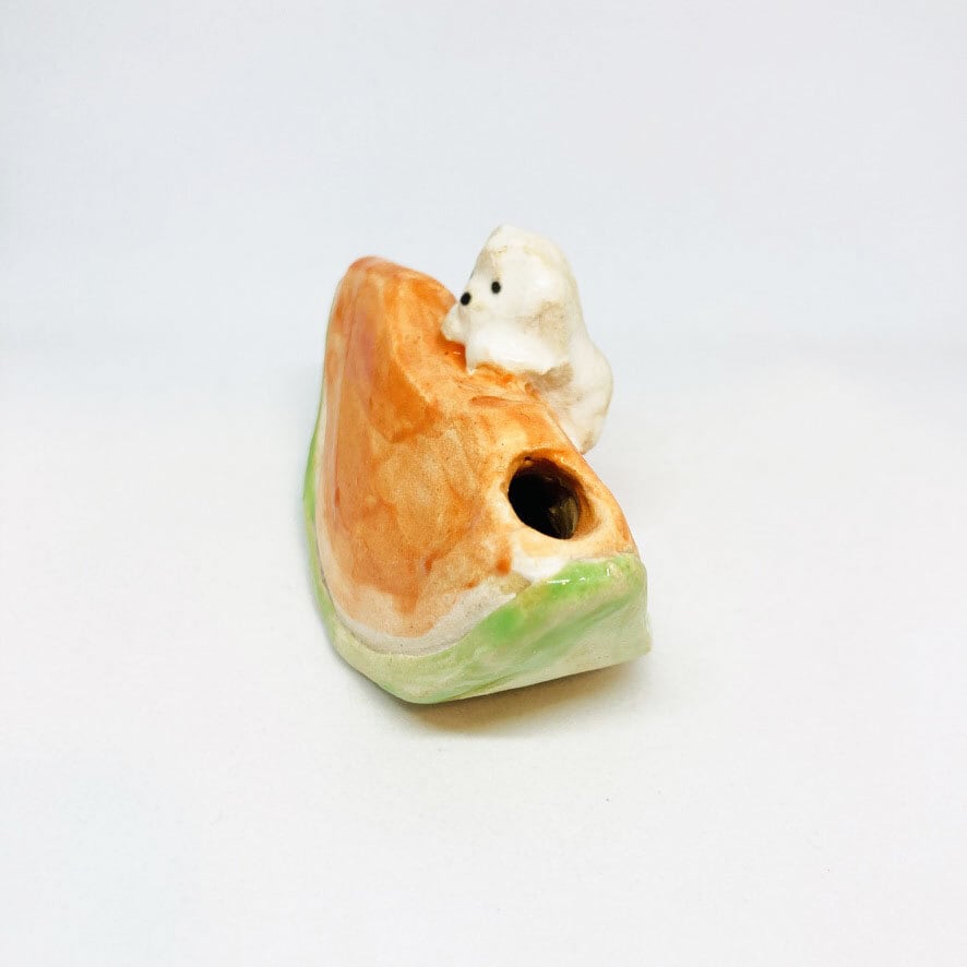 しろくまメロンのお香たて/ すずきたまみ / 陶芸作品