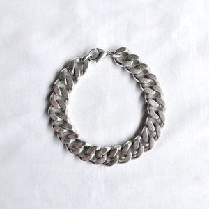 ～80s FRENCH VINTAGE "BOAR HEAD" HEAVY CURVE CHAIN SILVER BRACELET