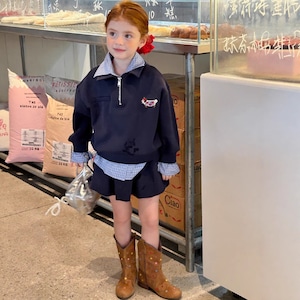 秋ワンちゃんロゴフェイクレイヤードトレーナーセット