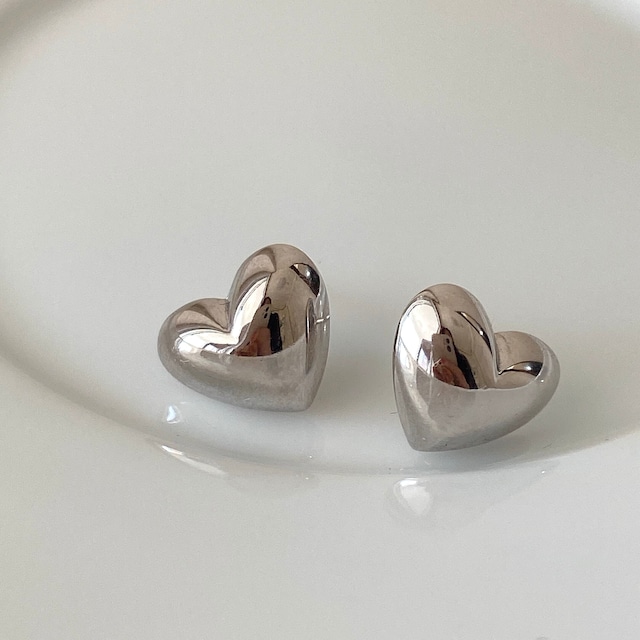 silver925 plump heart stud pierce