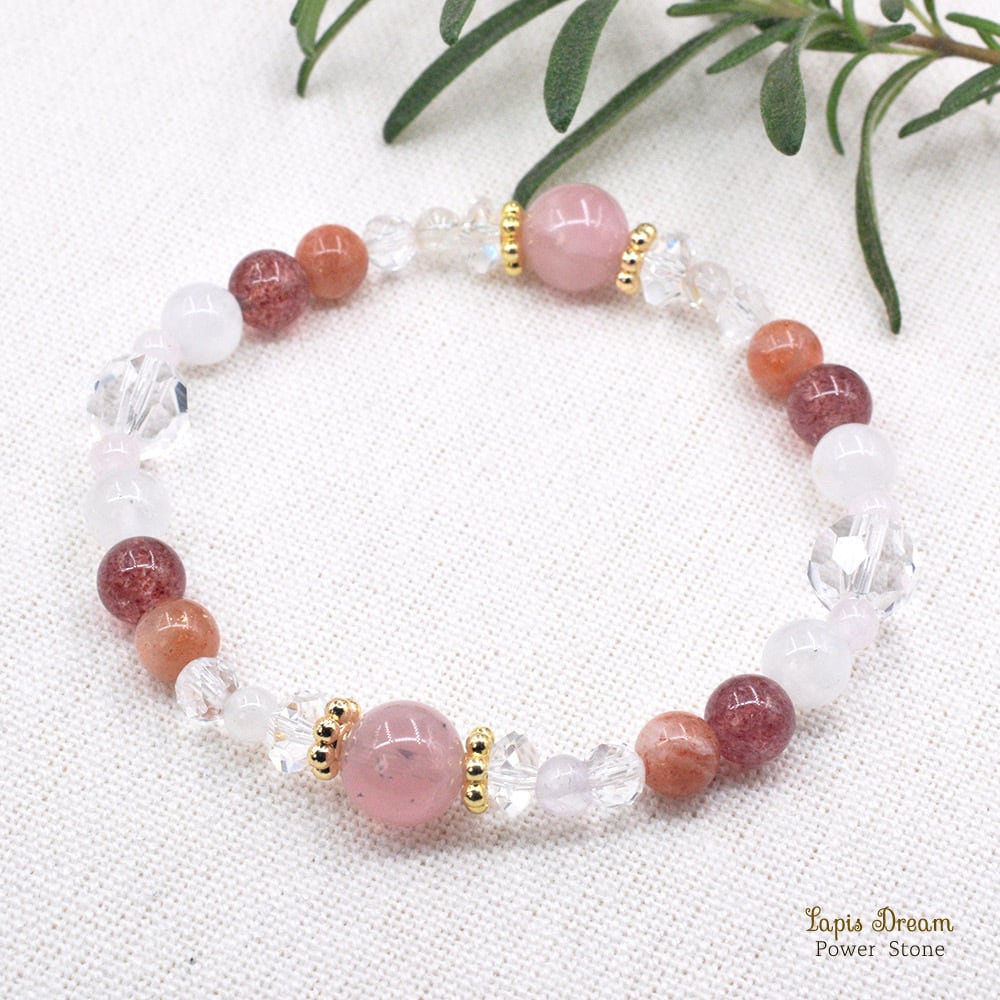 気持ちがスッと晴れやかになるお守り | ローズクォーツ、サンストーンのパワーストーン ブレスレット