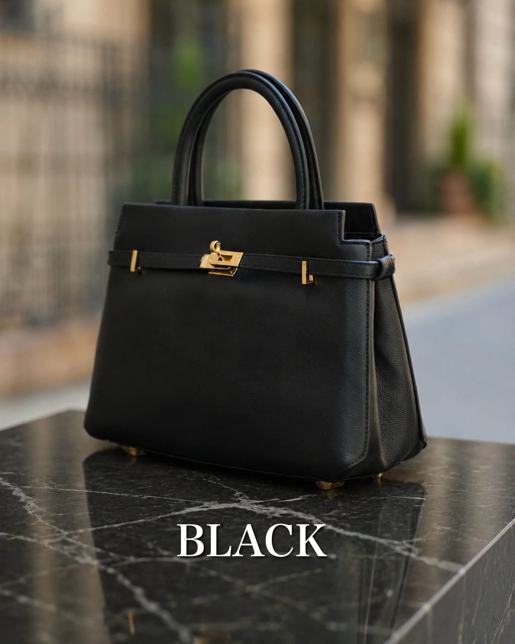 LUXURY LEATHER BAG 本革ベルト付き BLACK【BLB-26009】 | BELINDA