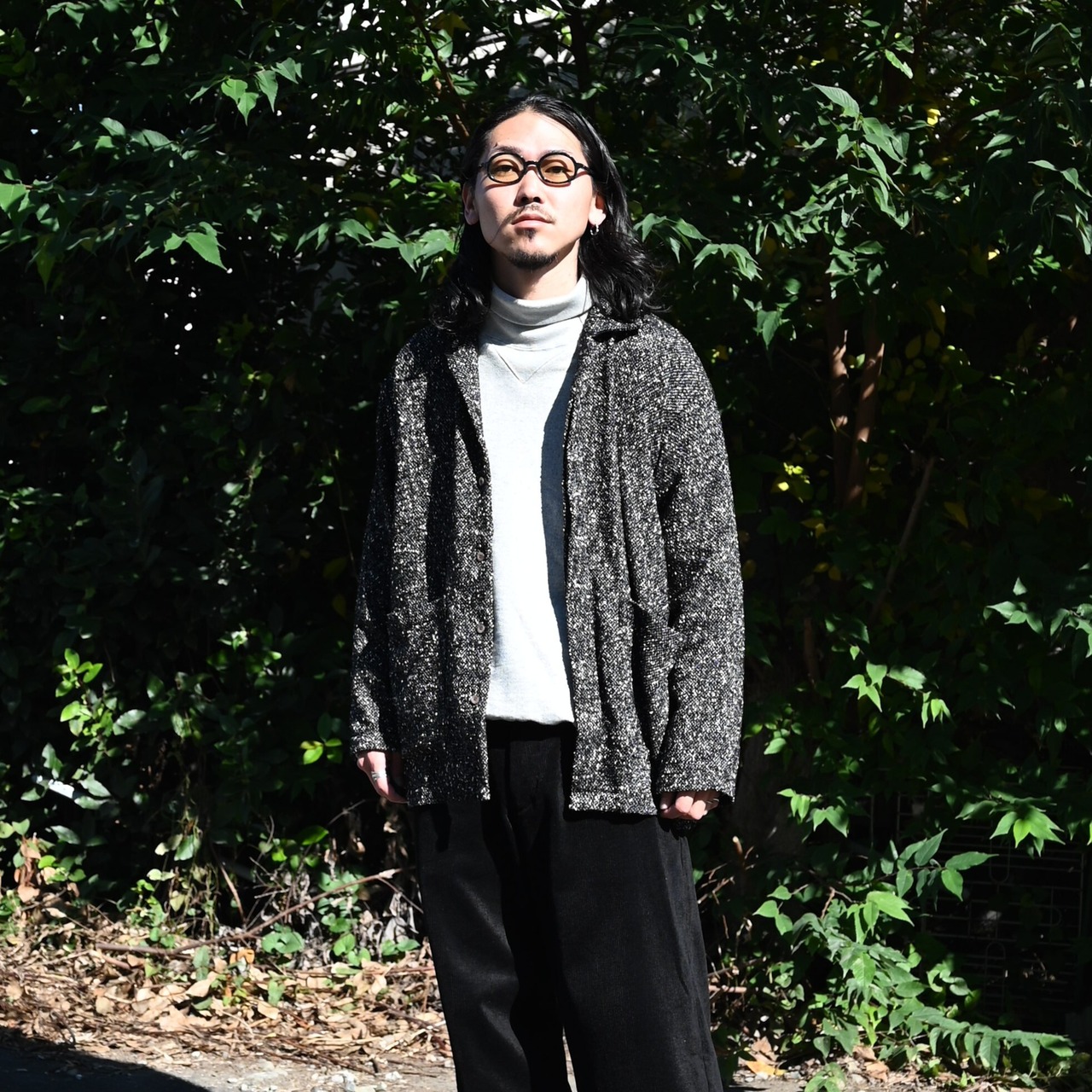 INTERIM(インテリム)ヴァージンウール主体のブークレツイードシャツジャケット