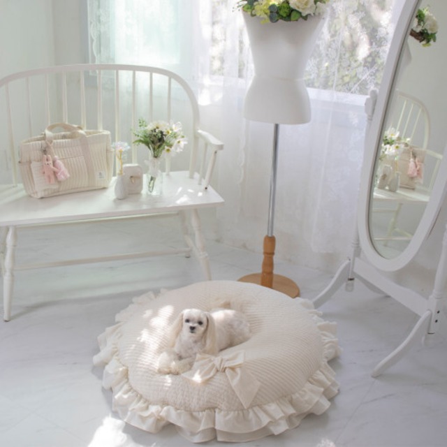 予約【pecoramou select】Cotton Candy Puppy Throw Cushion (Round)