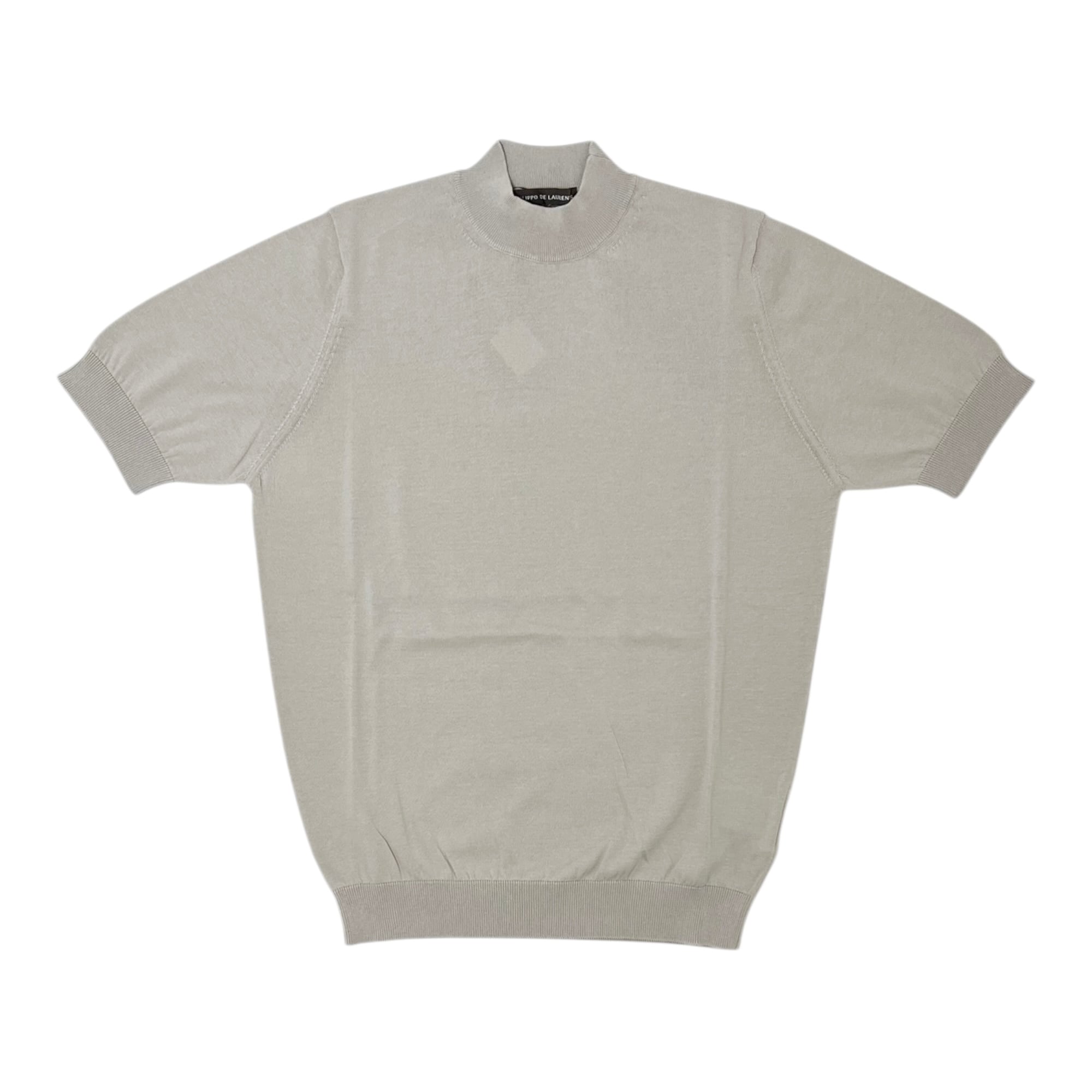 FILIPPO DE LAURENTIIS(フィリッポ デ ローレンティス) crepe cotton Mock Neck short sleeves knit/GREIGE(902)