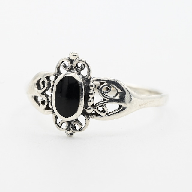 Black Onyx Accent Filigree Design Ring #18.0 / Denmark