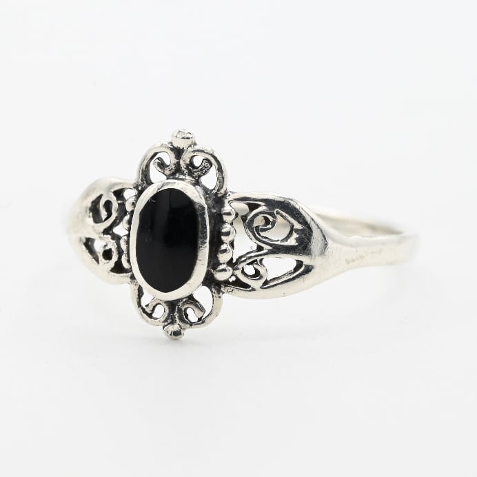 Black Onyx Accent Filigree Design Ring #18.0 / Denmark