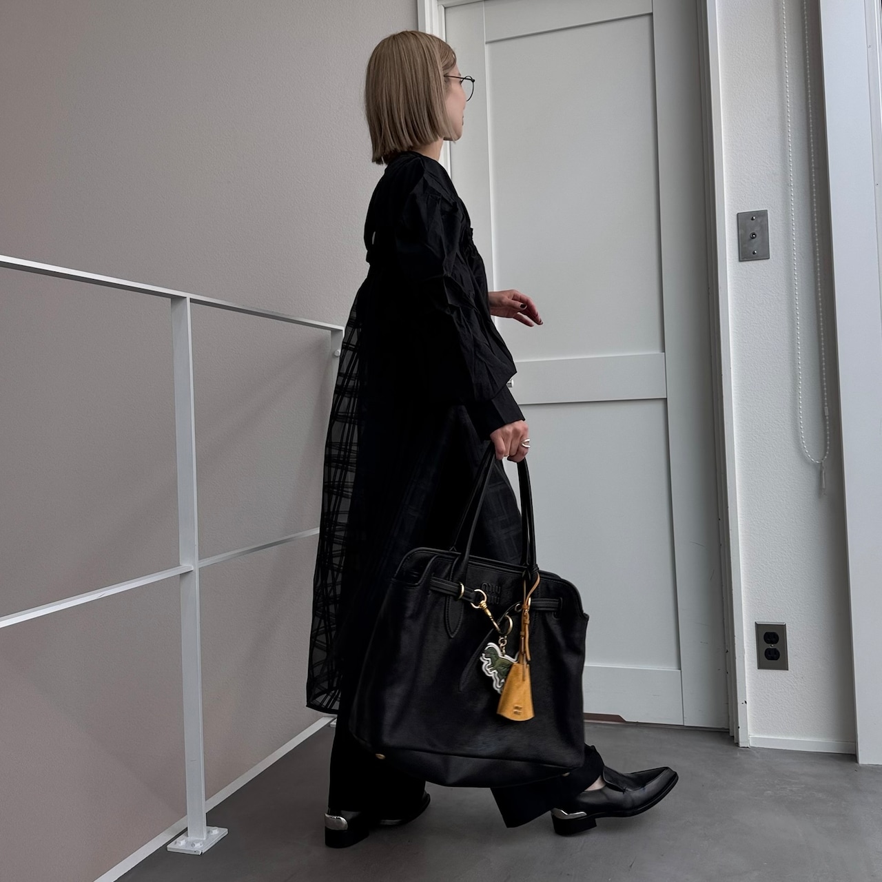 2wayシアーチェックSK/ブラック