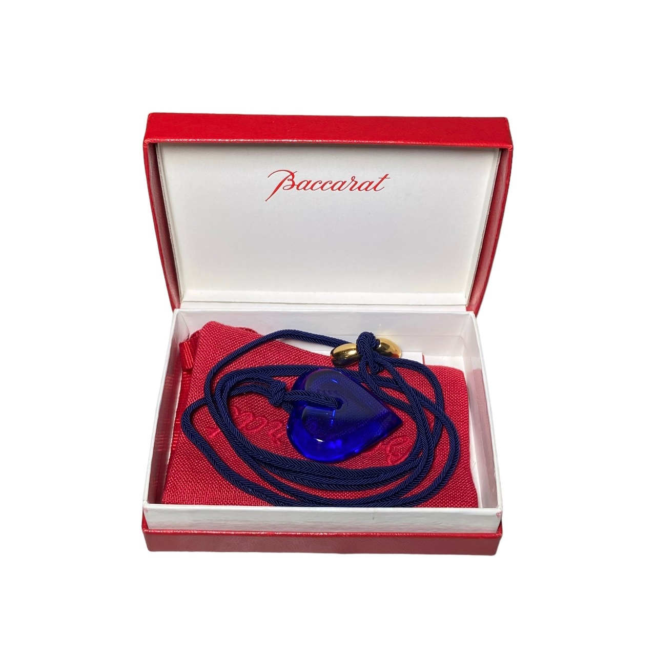 BACCARAT ultramarine blue crystal glass heart pendant necklace
