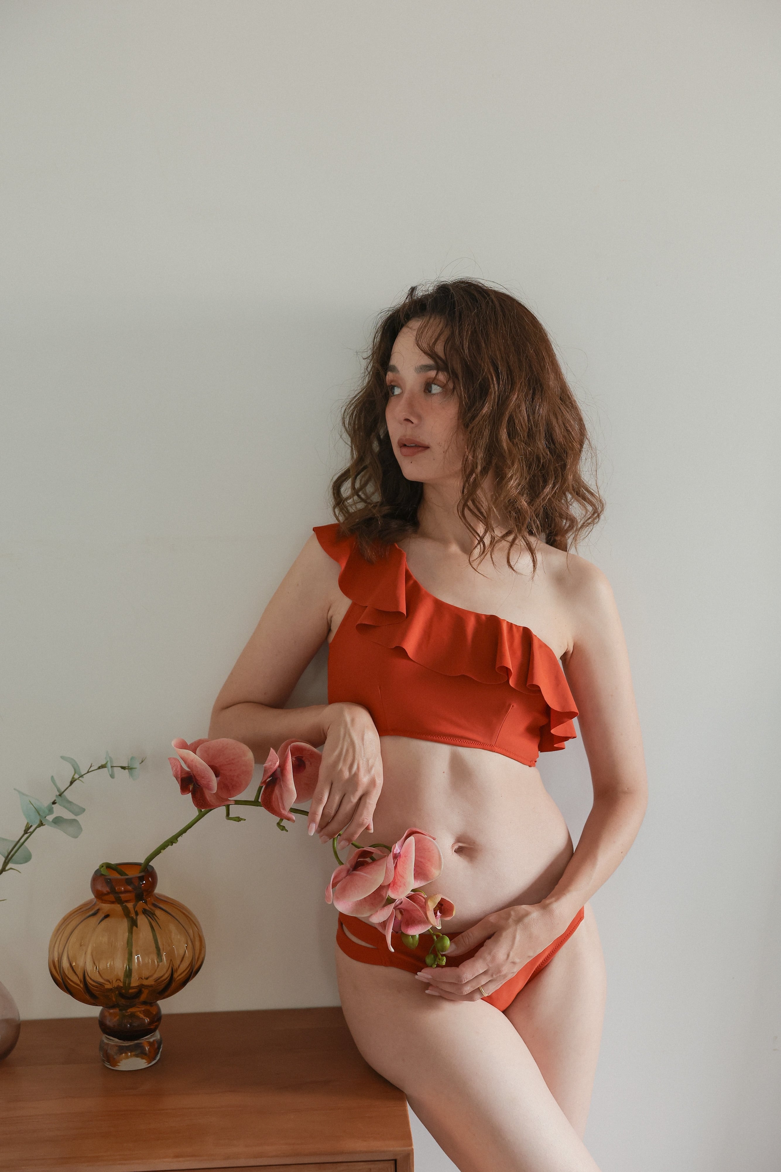 Frill one shoulder set (Orange) | AnZie