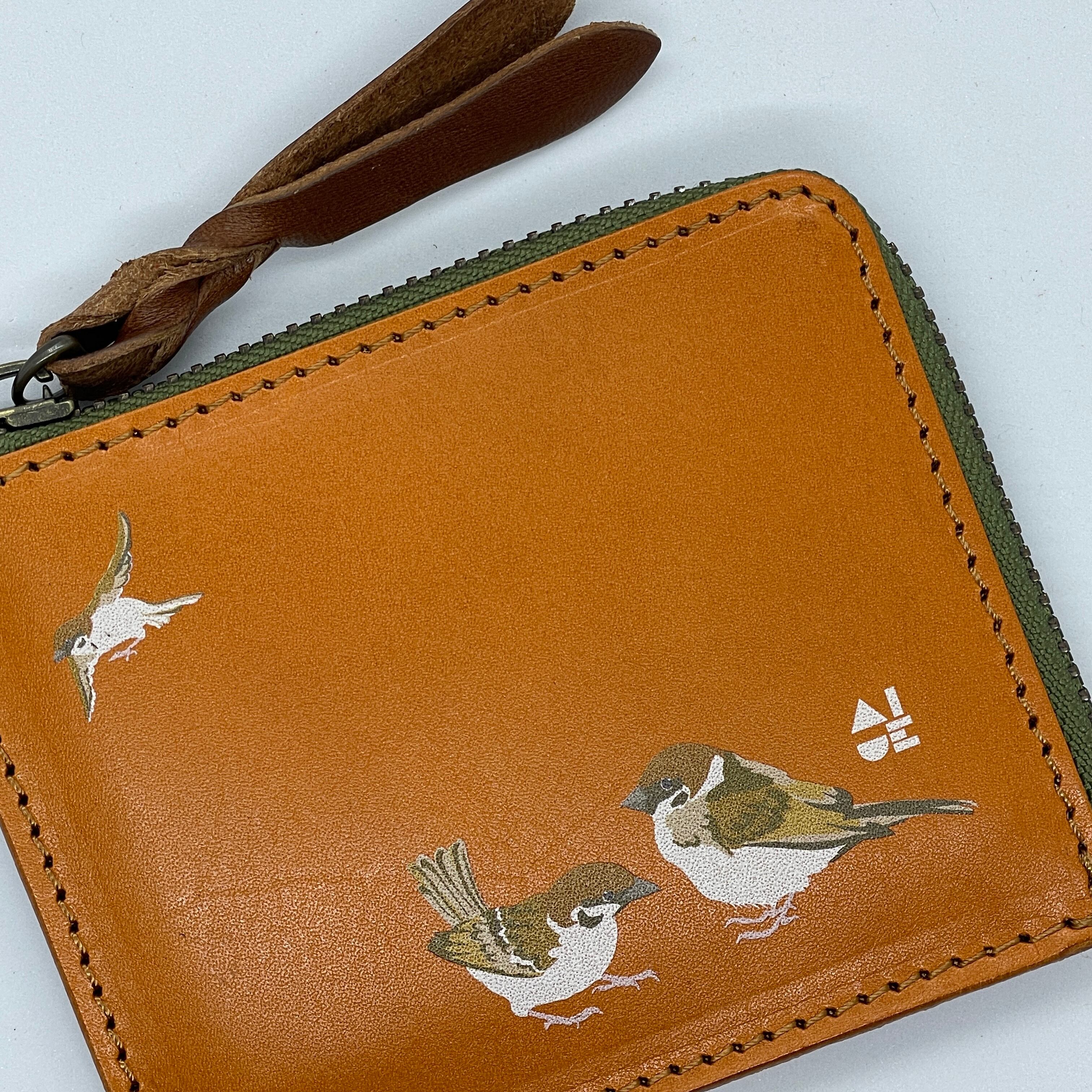 送料無料】 L字ファスナー財布 スズメ キャメル 財布 Camel 雀 すずめ