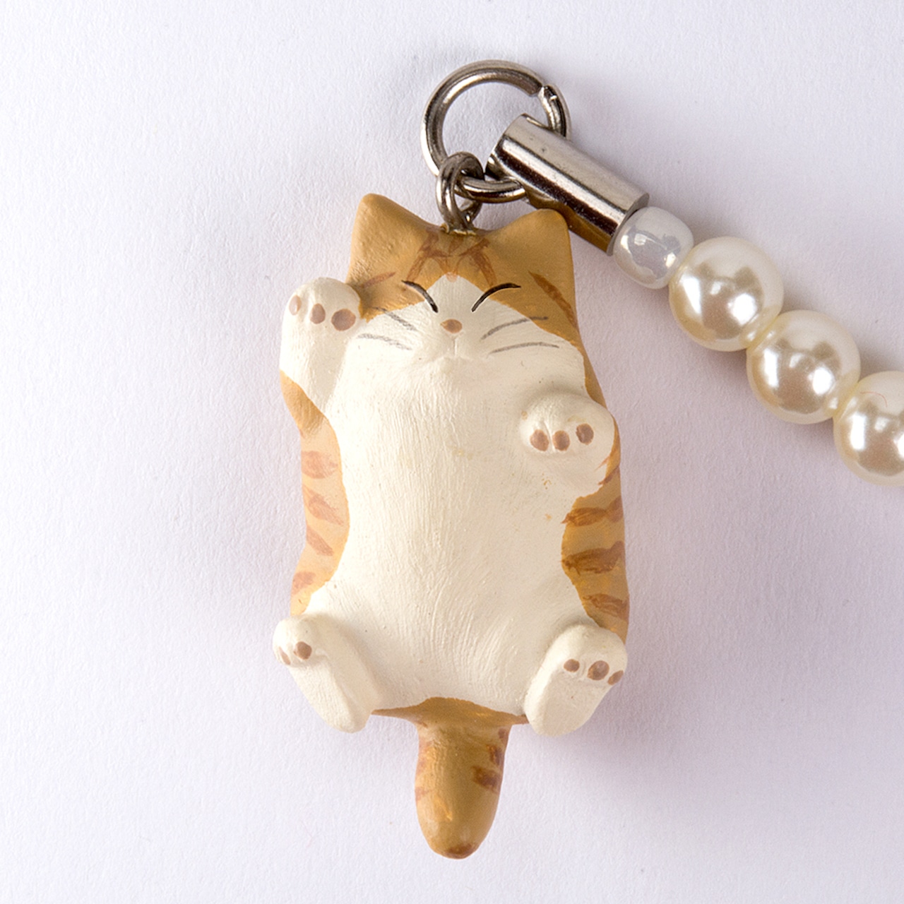 ペットラバーズ 猫どん でぶ猫 茶トラ白 ビーズ ストラップ N-2302