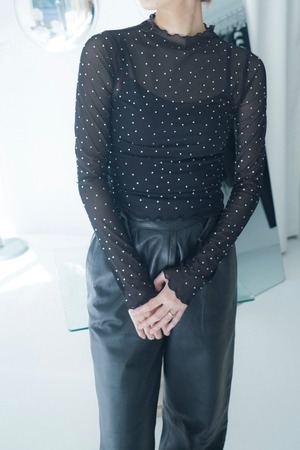 glitter stone highneck tops
