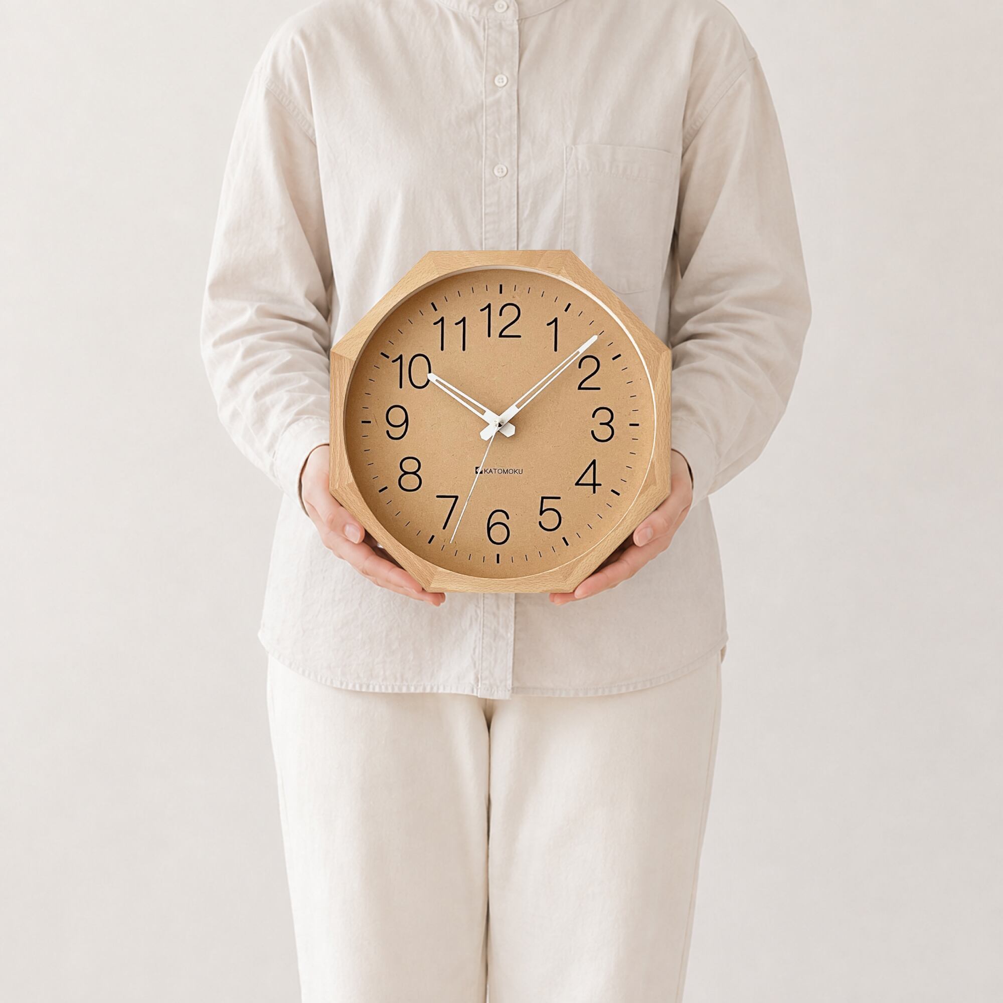 KATOMOKU muku clock 2 八角形 ナチュラル km-45NA8 掛け時計 | 加藤