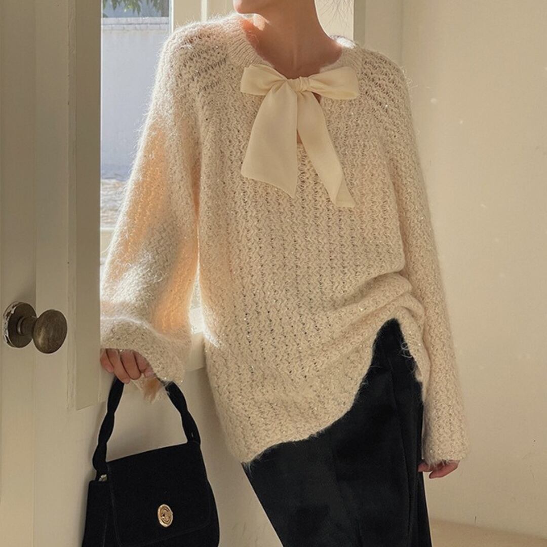 ボリューム スリーブ リボン セーター 3412314