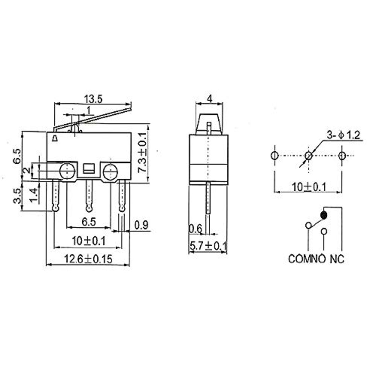 Youmile 20個のマイクロスイッチAC 1A 125V 3ピンSPDT NO + NCヒンジレバーArduino用モーメンタリプッシュボタンマイクロリミットスイッチ