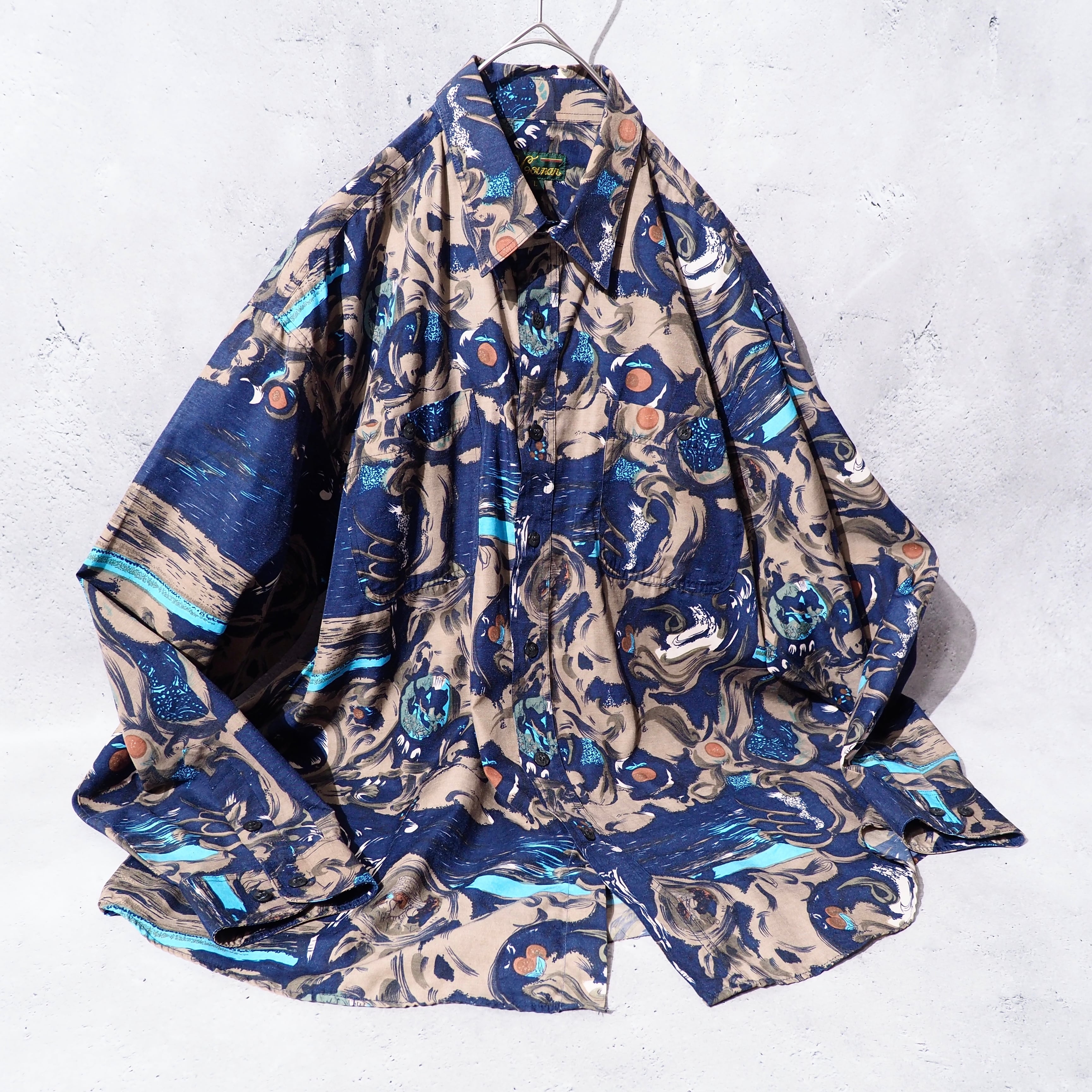 1980s Beautiful Modern Art All over Vintage loose shirt