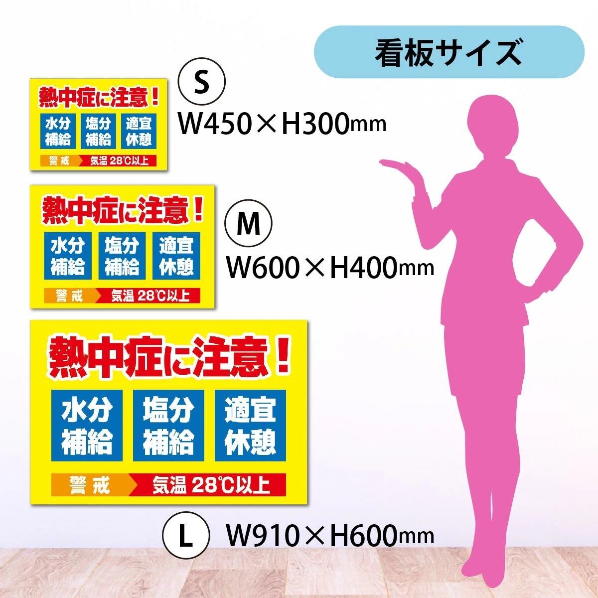 熱中症予防 看板製作 注意看板 アルミ複合板 暑さ指数 WBGT値 熱中症対策 熱中症警戒 表示板 安全標識 cau0063