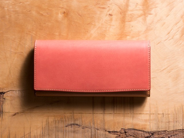 Basic Long wallet　＃コーラル　シンプルで上質な長財布