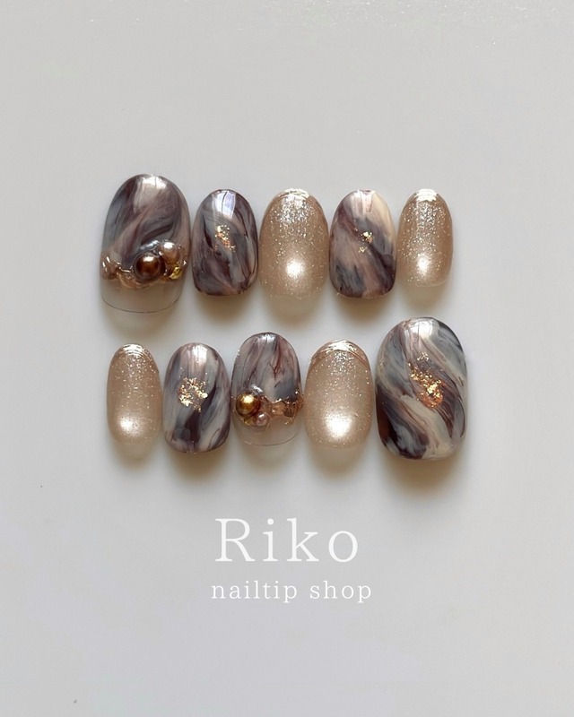 ネイルチップ　バレンタイン　マグネット　チョコレートネイル　淡色ネイル #ncs006