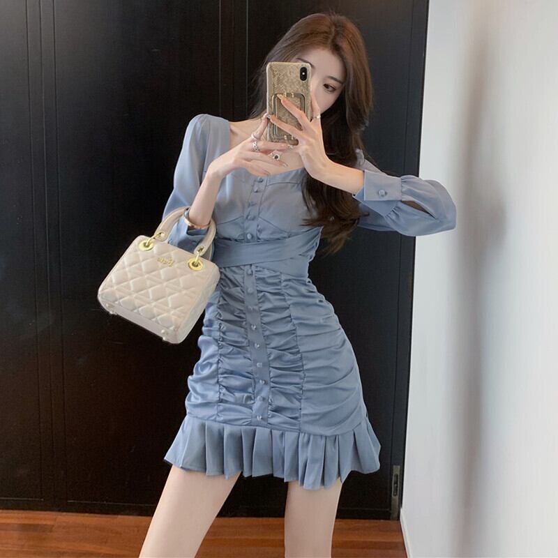 ドレス オータムスタイルプリーツスカート ウェスト ロング 秋物 ピュア ガールズファッション67402634196