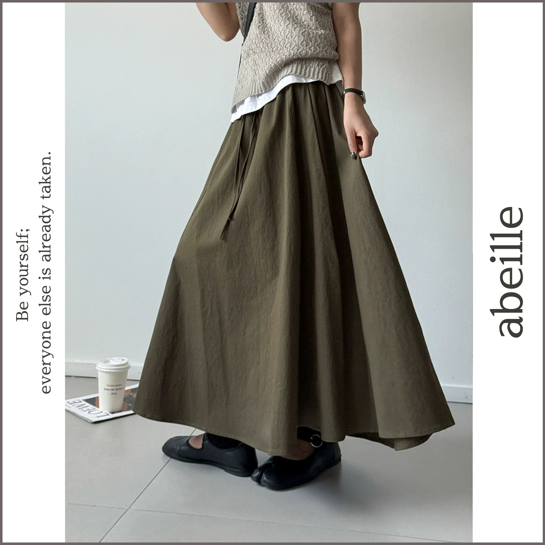 drawstring a-line long skirt 14667