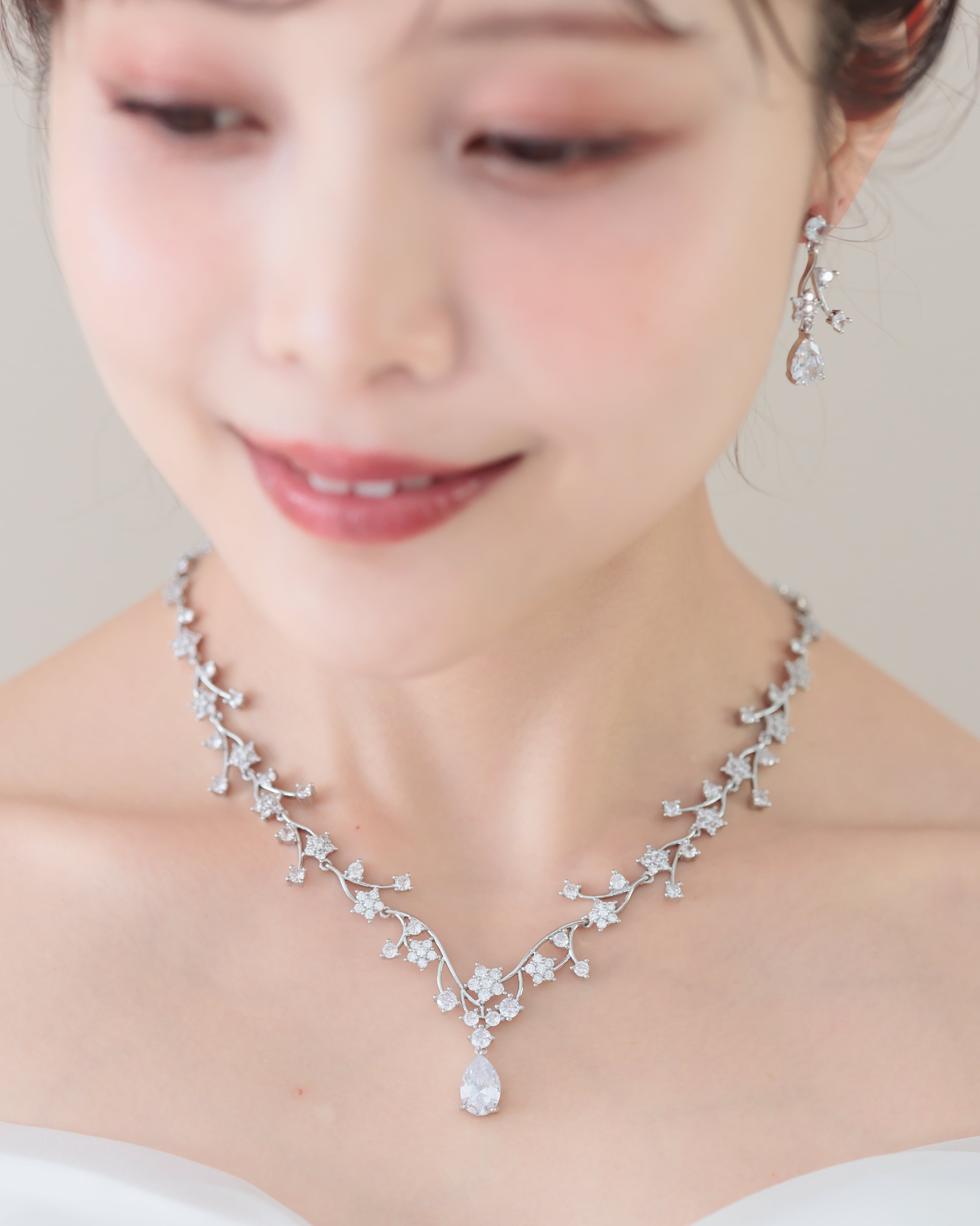 ウェディングネックレスピアスセット【NE2211-04】