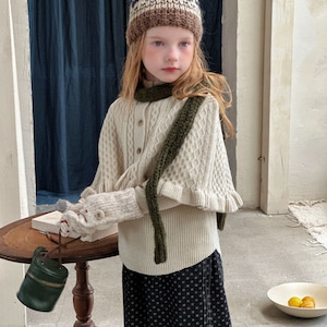 冬フレンチケーブル編みケープORTシャツ