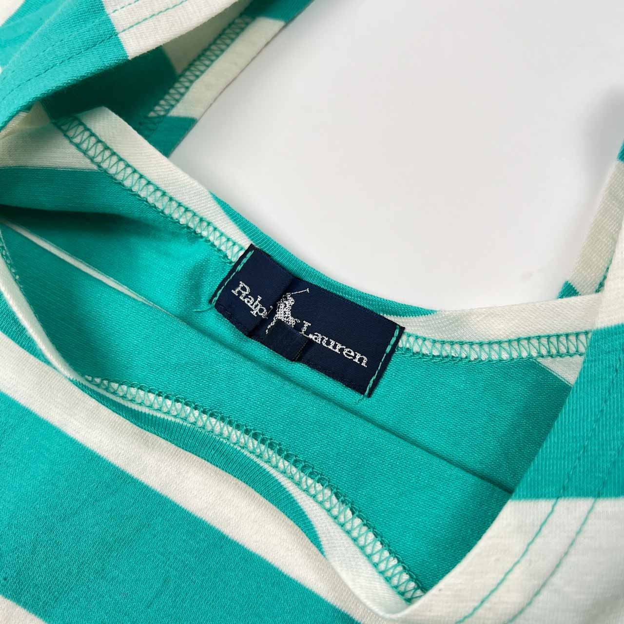 RALPH LAUREN ラルフローレン ボーダー柄 Uネック 半袖Tシャツ ストレッチ カットソー M /ビンテージ/インパクト21