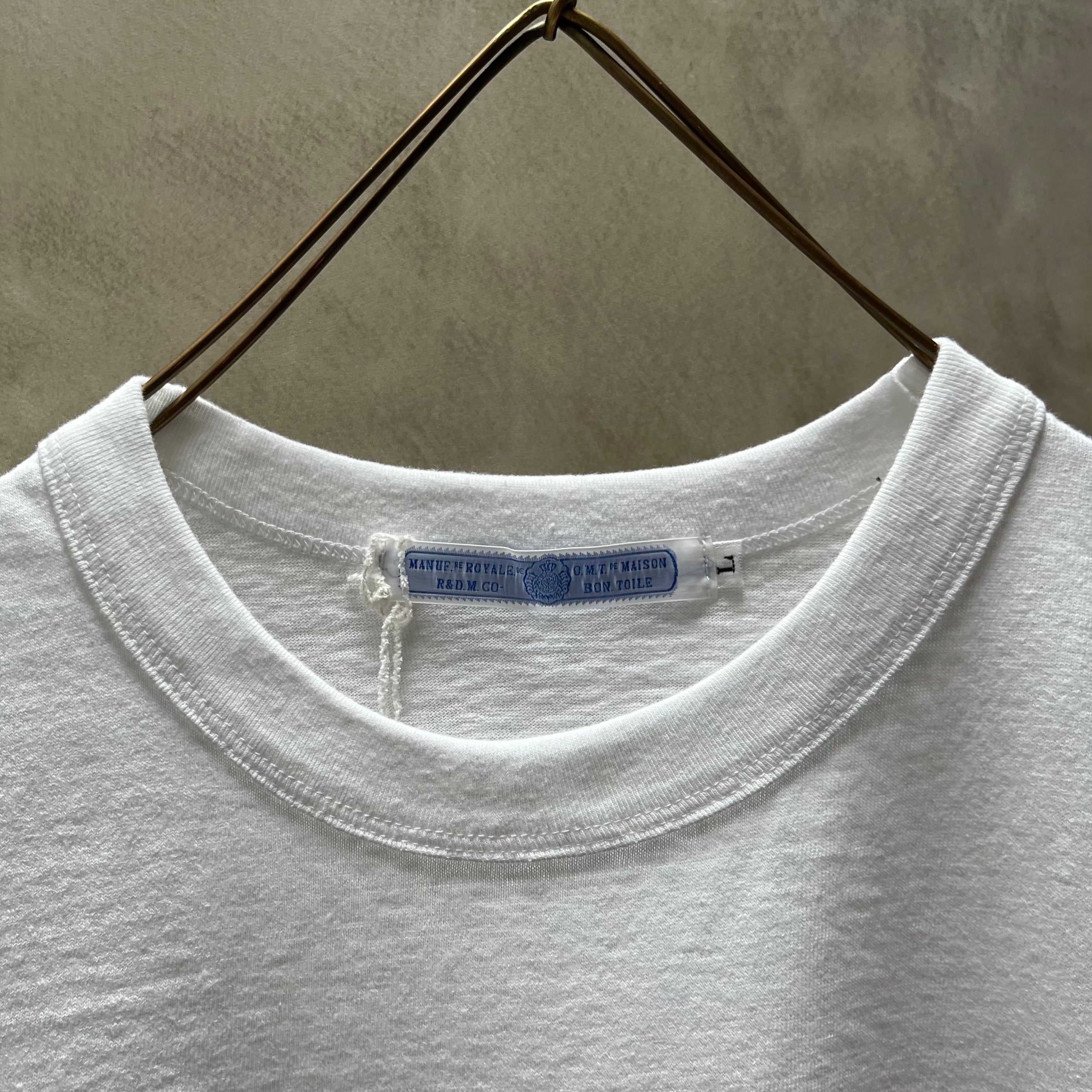 R&D.M.Co.リネン100% Rホワイト Tシャツ R&D.M.Co.リネン100% Rホワイト Tシャツ R&D.M.Co.リネン100% R