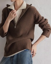 Half zip fake layered Pullover T20297