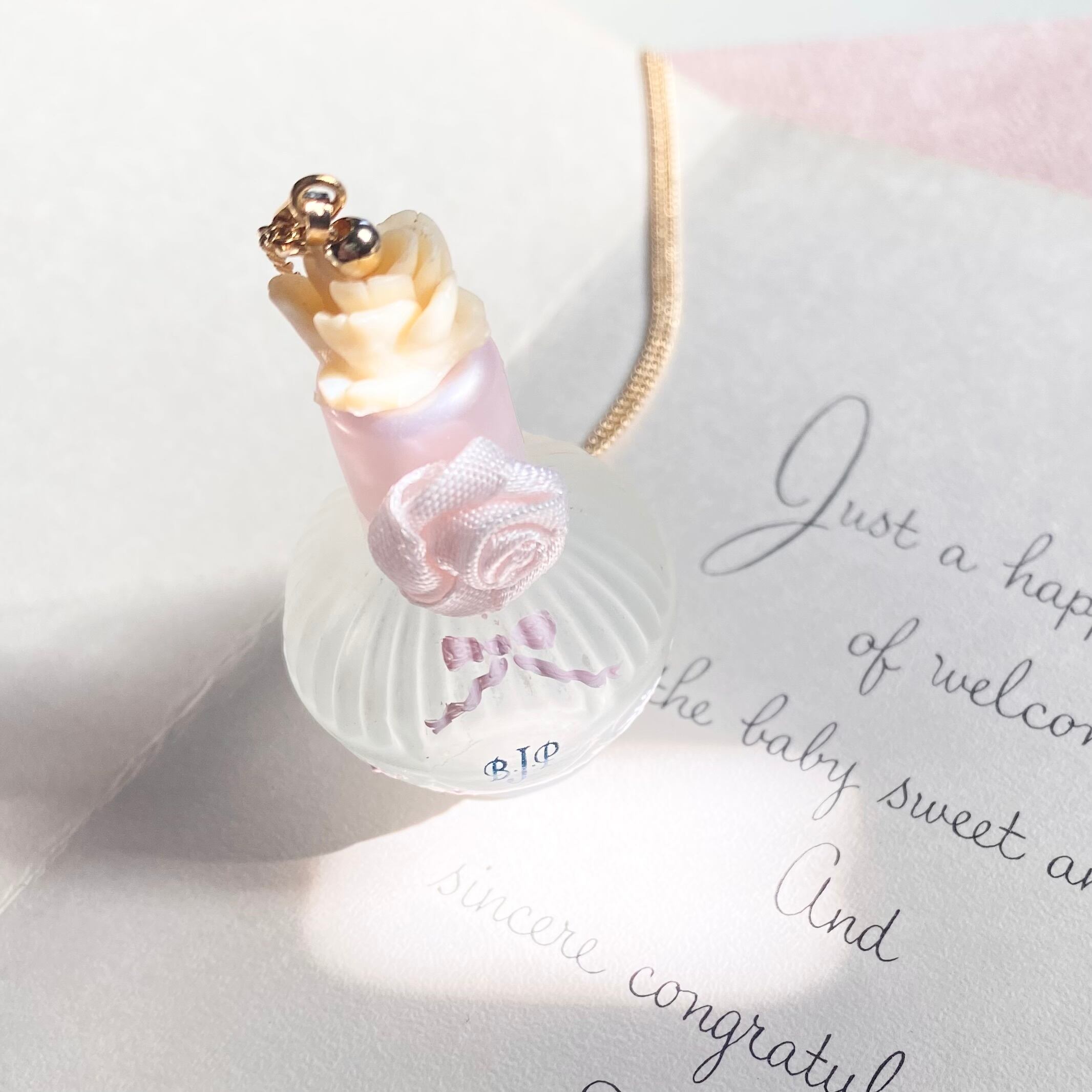 (ピンクデージー)Hand painted perfume neckless ペイント香水瓶ネックレス