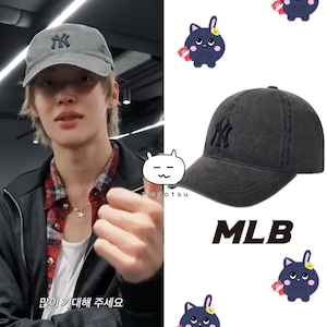 ★RIIZE ウォンビン 着用！！【MLB】Basic Washing Unstructured Ball Cap NY (Dark Grey)